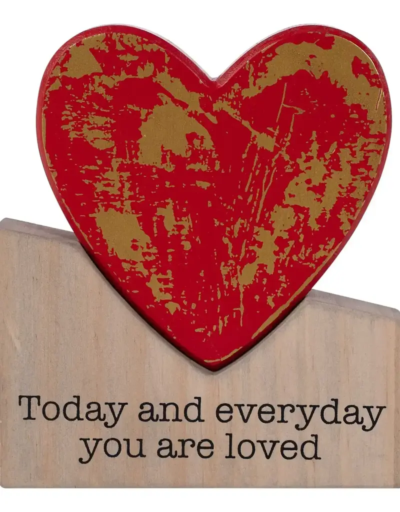 Gold/Red Heart Wood Block