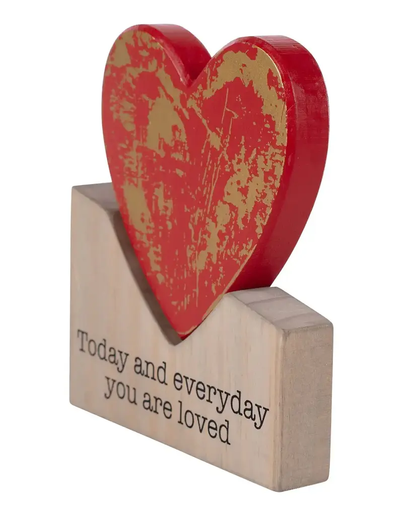 Gold/Red Heart Wood Block