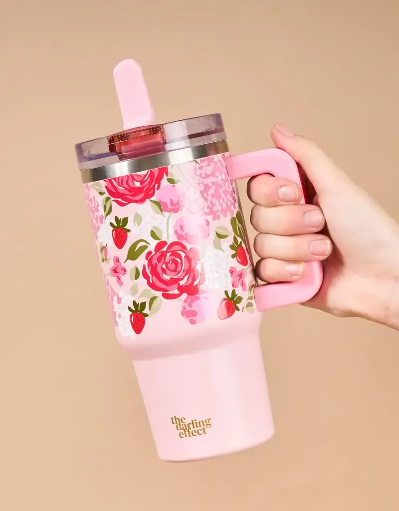 20 oz Lifestyle Flip Straw Tumbler-Rose Garden