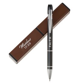 Faith Black and Brown Classic Gift Pen - Matthew 17:20
