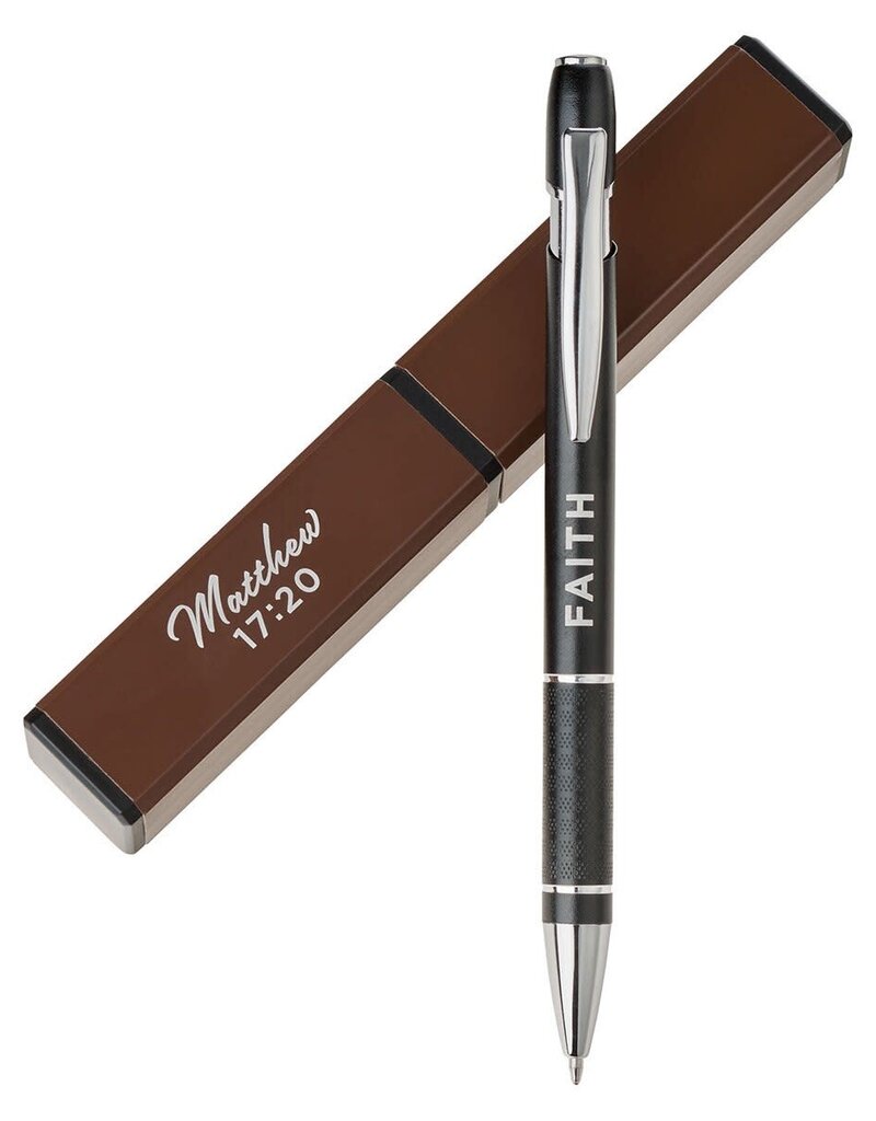 Faith Black and Brown Classic Gift Pen - Matthew 17:20