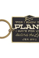 I Know the Plans Black and Gold Metal Keychain in Gift Tin - Jeremiah 29:11