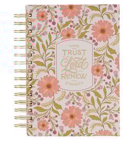 Trust Coral Floral Spiral Journal - Isaiah 40:31