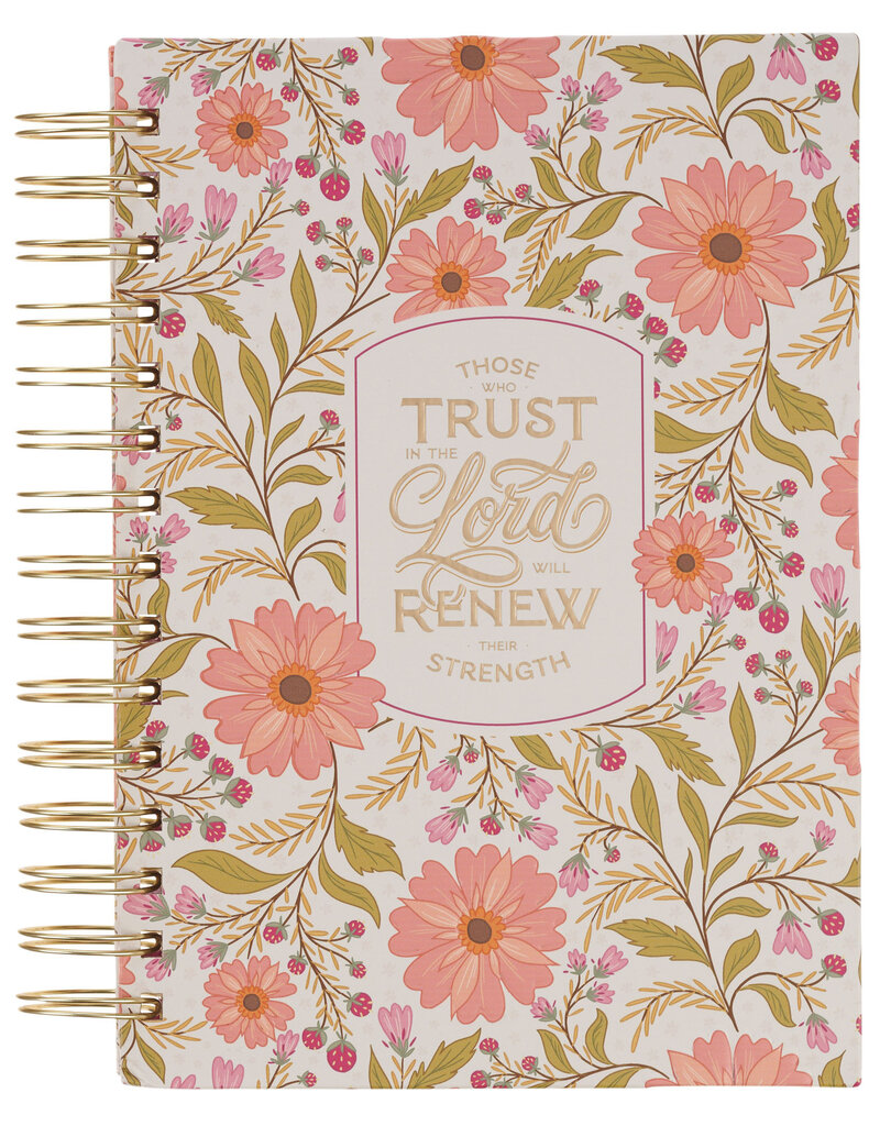 Trust Coral Floral Spiral Journal - Isaiah 40:31