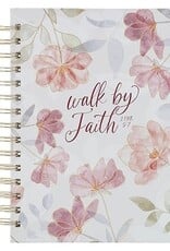 Walk by Faith Pink Cosmos Spiral Journal - 2 Corinthians 5:7