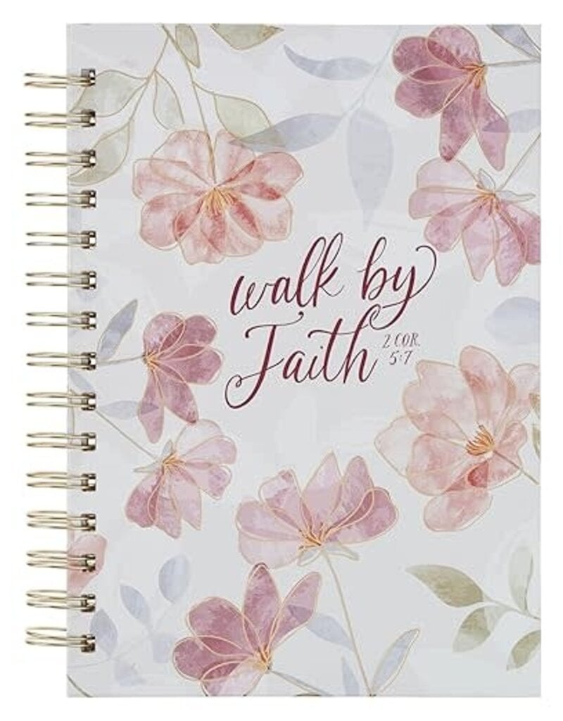 Walk by Faith Pink Cosmos Spiral Journal - 2 Corinthians 5:7