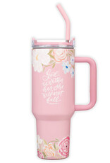 God is With Her Pink Floral 40 oz Stainless Steel Tumbler with Straw