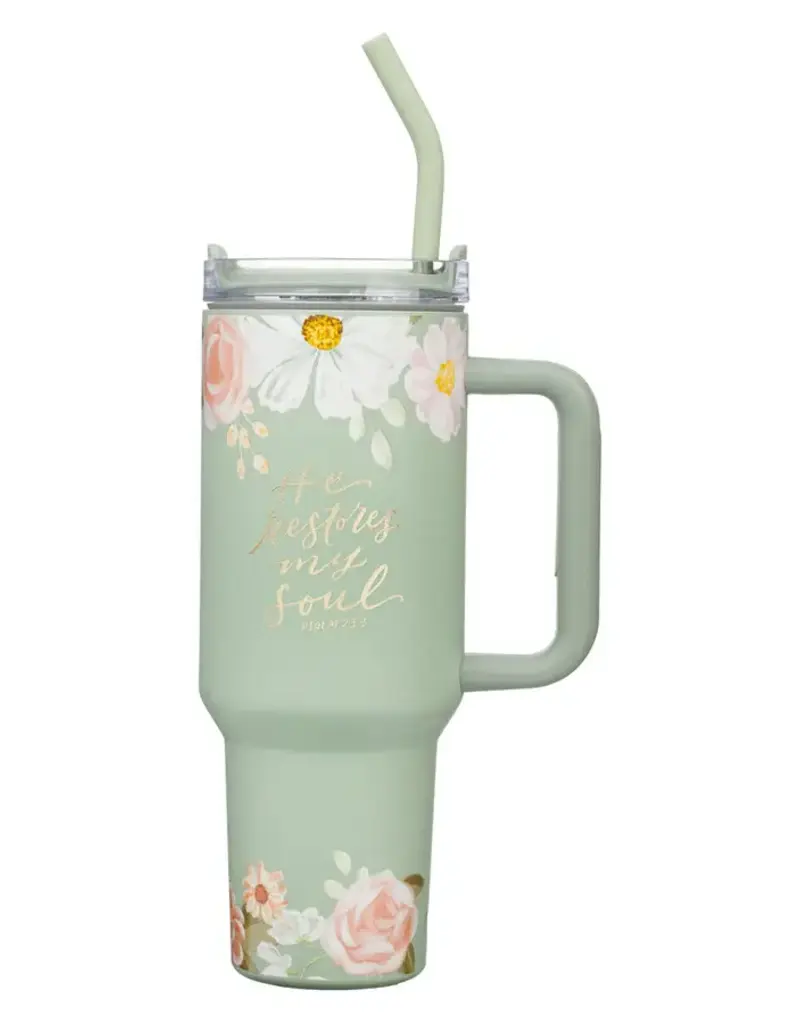 He Restores My Soul 40 oz Stainless Steel Tumbler with Straw - Psalm 23:3