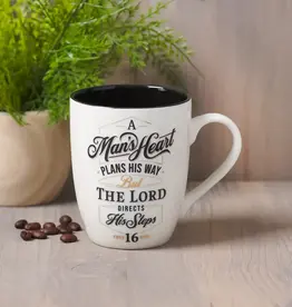 The Lord Directs His Steps White and Black Ceramic Coffee Mug - Proverbs 16:9