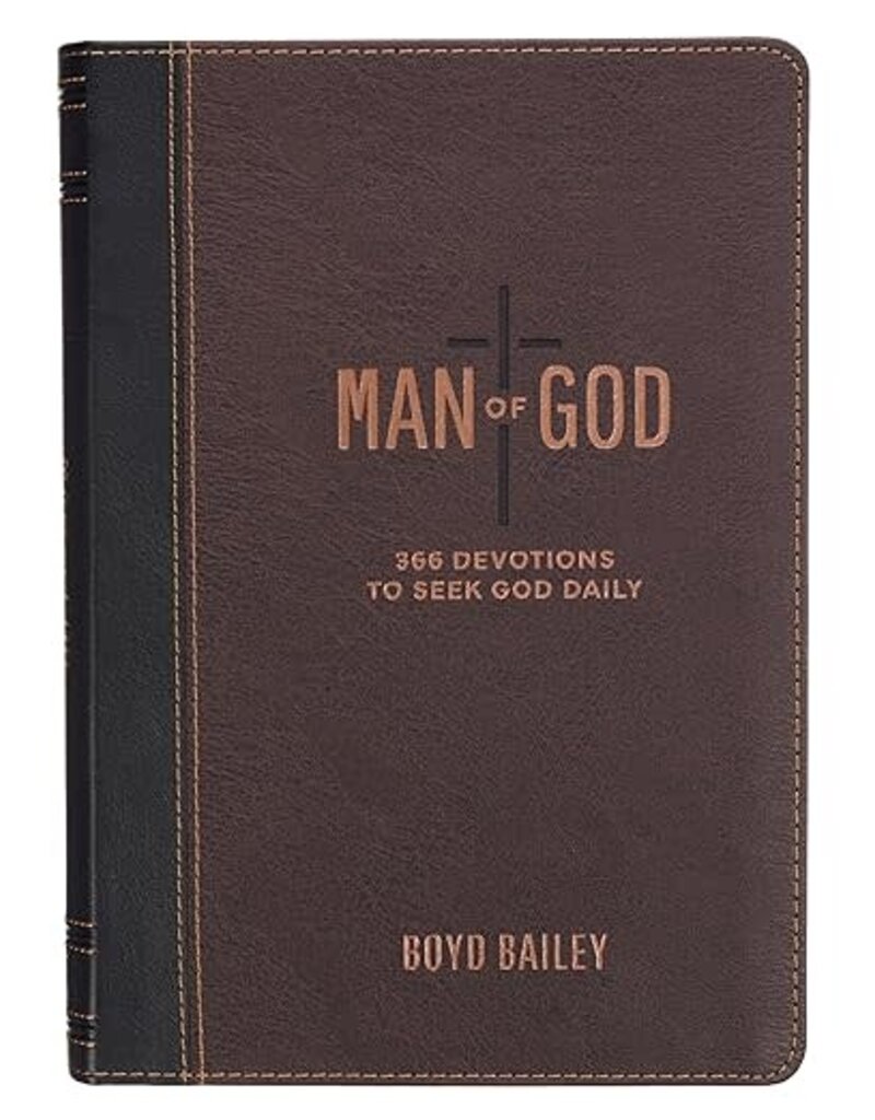 Man of God Two-Tone Brown Faux Leather Daily Devotional