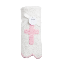 Pink Cross Chenille Blanket