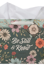 Be Still Teal Botanical Large Landscape Gift Bag - Psalm 46:10