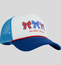 Kerusso Womens Cap Red White & Blessed Bows
