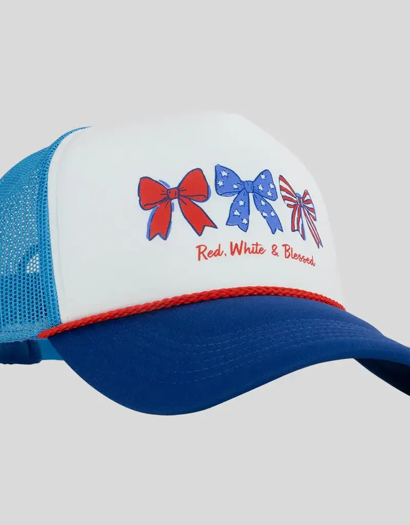Kerusso Womens Cap Red White & Blessed Bows