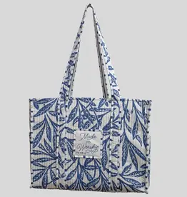 Grace & Truth Luxe Quilted Tote - Midnight Leaves