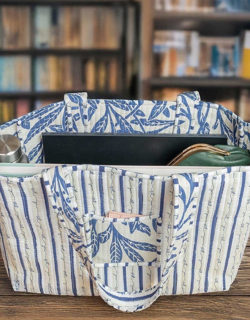 Grace & Truth Luxe Quilted Tote - Midnight Leaves