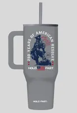 HOLD FAST 40 oz Stainless Steel Mug With Straw Colonial Soldier