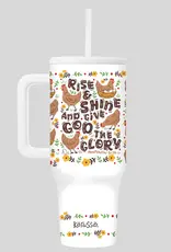 40 oz Stainless Steel Mug With Straw Rise And Shine