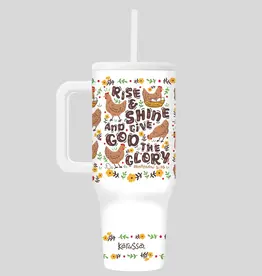 40 oz Stainless Steel Mug With Straw Rise And Shine