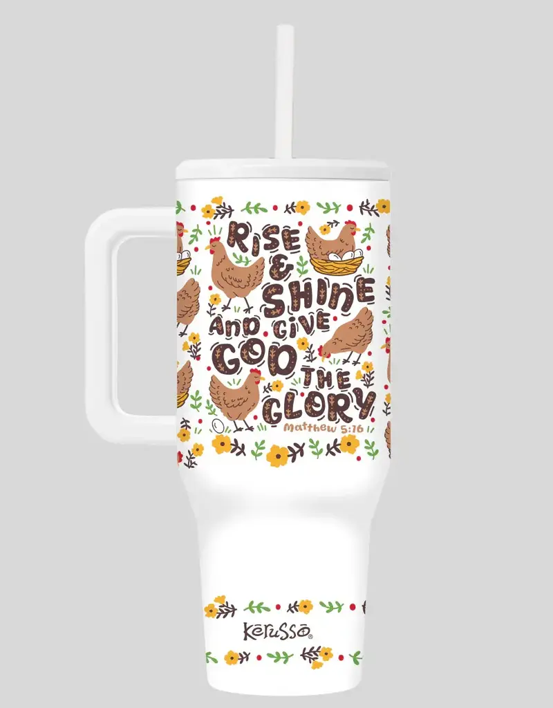 40 oz Stainless Steel Mug With Straw Rise And Shine