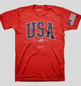 HOLD FAST Adult T-Shirt USA Strong Red