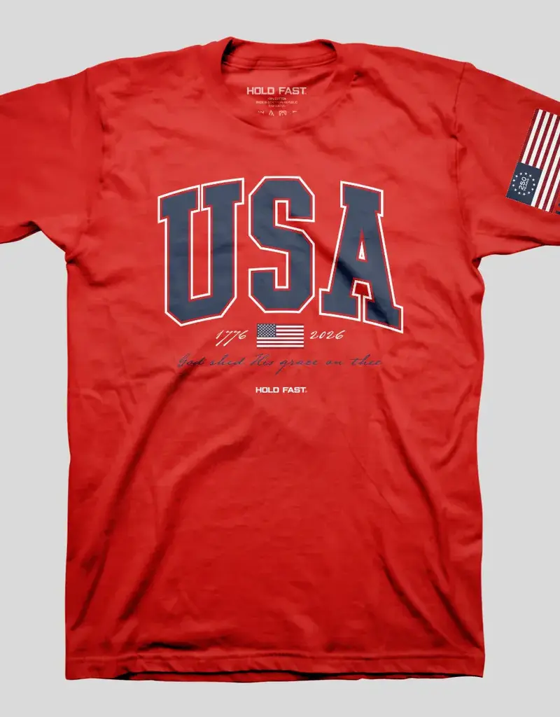 HOLD FAST Adult T-Shirt USA Strong Red