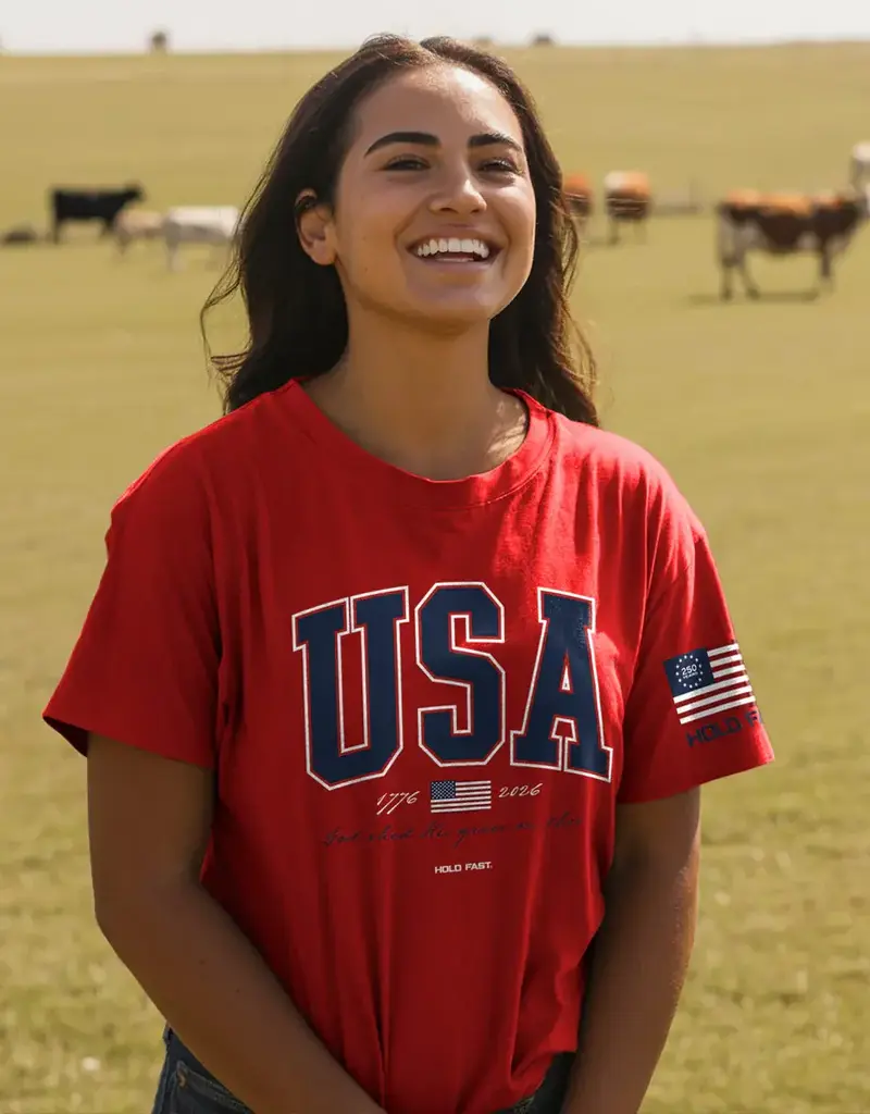 HOLD FAST Adult T-Shirt USA Strong Red