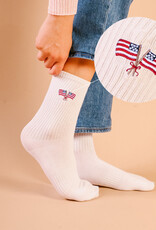 Embroidered Crew Socks-American Flags