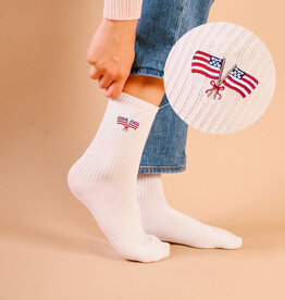 Embroidered Crew Socks-American Flags