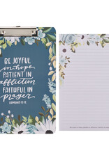 Be Joyful Blue Floral Clipboard and Notepad – Romans 12:12