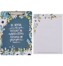 Be Joyful Blue Floral Clipboard and Notepad – Romans 12:12