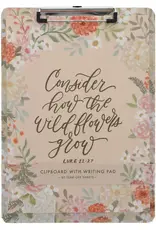Consider the Wildflowers Peach Floral Clipboard and Notepad – Luke 12:27