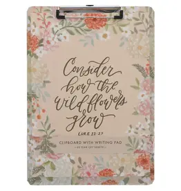 Consider the Wildflowers Peach Floral Clipboard and Notepad – Luke 12:27