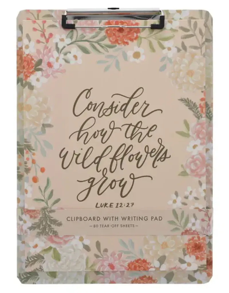 Consider the Wildflowers Peach Floral Clipboard and Notepad – Luke 12:27