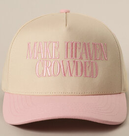 Make Heaven Crowded Embroidery Baseball Cap- Pink