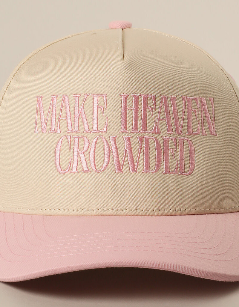 Make Heaven Crowded Embroidery Baseball Cap- Pink