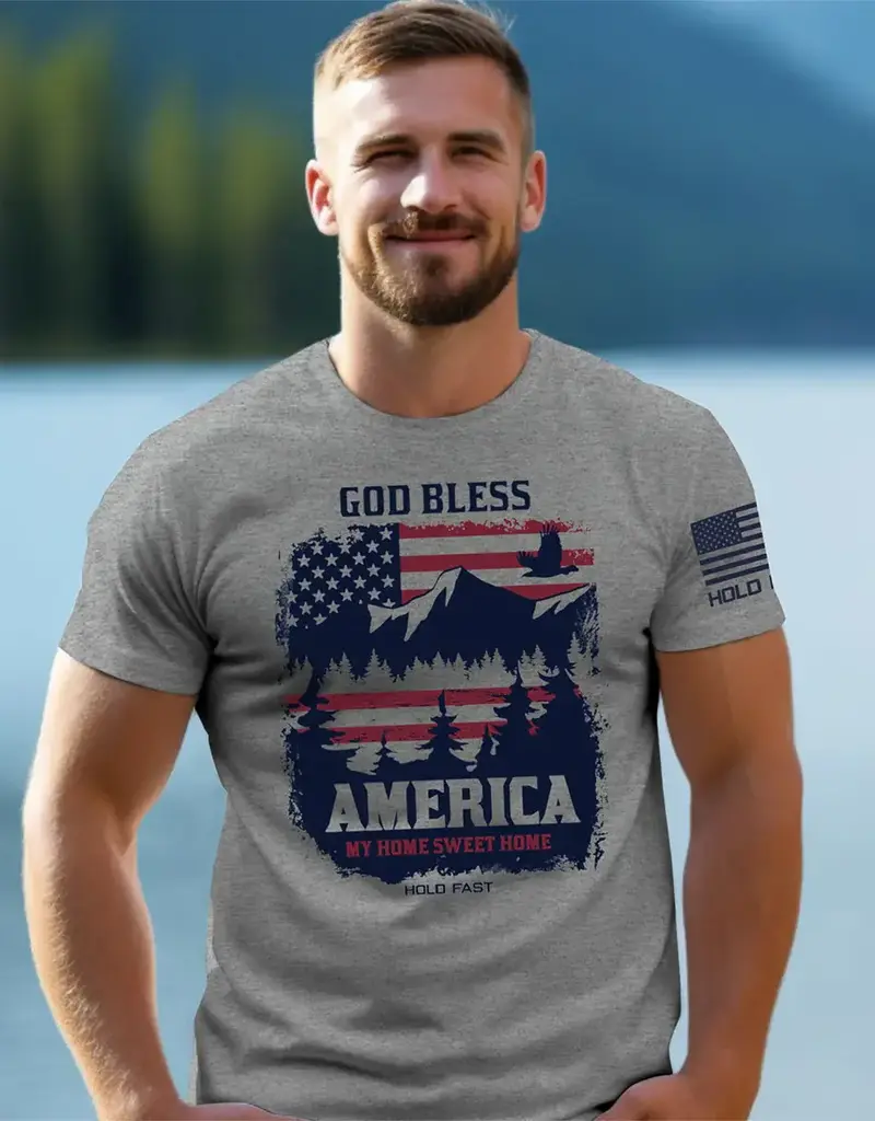 HOLD FAST Mens T-Shirt God Bless America Scene