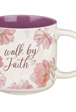 Walk by Faith Pink Cosmos Ceramic Mug - 2 Corinthians 5:7