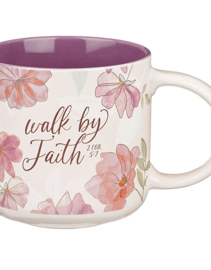 Walk by Faith Pink Cosmos Ceramic Mug - 2 Corinthians 5:7