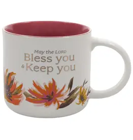 Bless You and Keep You Coral Floral Ceramic Coffee Mug – Numbers 6:24