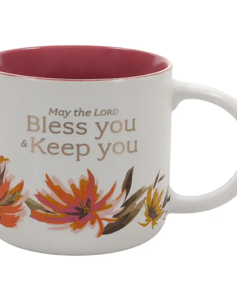 Bless You and Keep You Coral Floral Ceramic Coffee Mug – Numbers 6:24