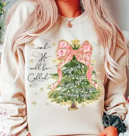 Christmas Tree with Bow Sweatshirt Sand