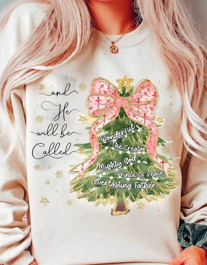 Christmas Tree with Bow Sweatshirt Sand