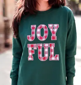 Christmas Joyful Plaid Sweatshirt  (Emerald)