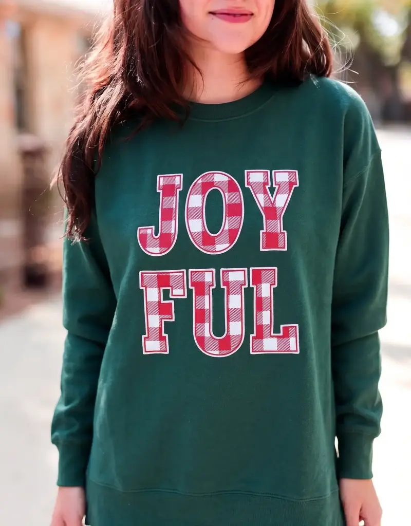 Christmas Joyful Plaid Sweatshirt  (Emerald)