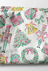Nutcracker Pink Chinoiserie Christmas Kitchen Towel Waffle
