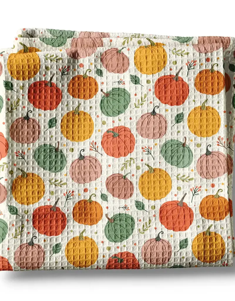 Pumpkin Fall Botanical Floral Autumn Kitchen Towel Waffle
