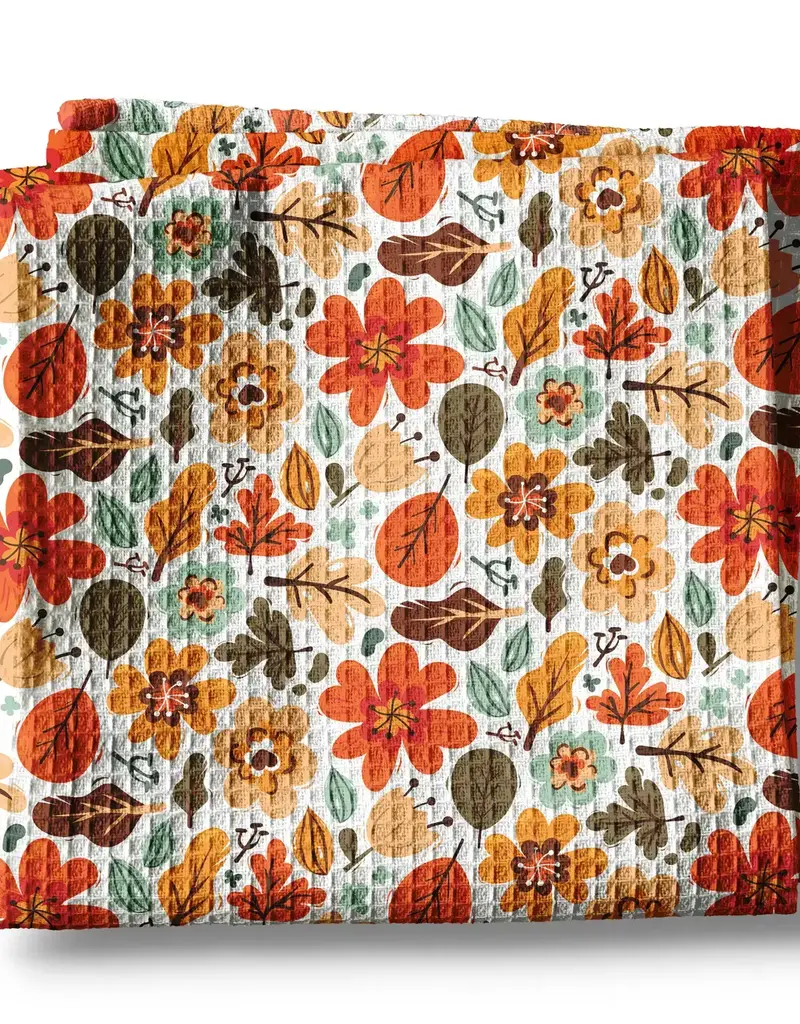 Fall Floral Waffle Weave Kitchen Towel | Autumn Flower