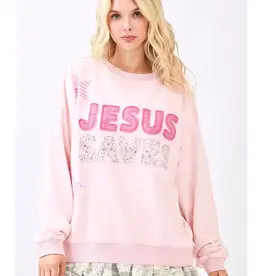 Jesus Saves Patchwork Crew Neck Sweatshirt