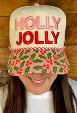 "Holly Jolly" Puff Embroidered Trucker Hat